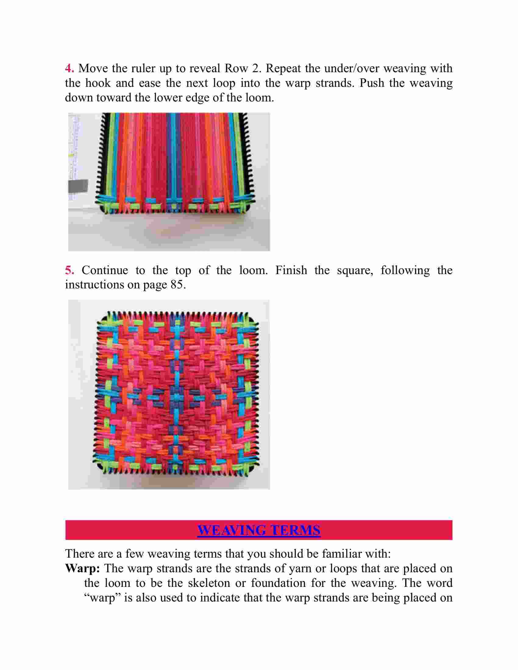 Loomed Shape Potholder Loom Weaving: Techniques for multi-color patterns, different ...