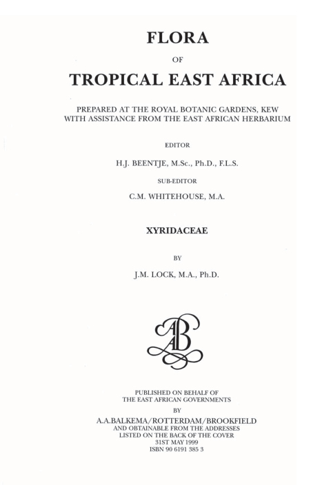 Flora of Tropical East Africa - Xyridaceae (1999), 1st Edition - FULL INSTANT DOWNLOAD | PDF DOCX EPUB