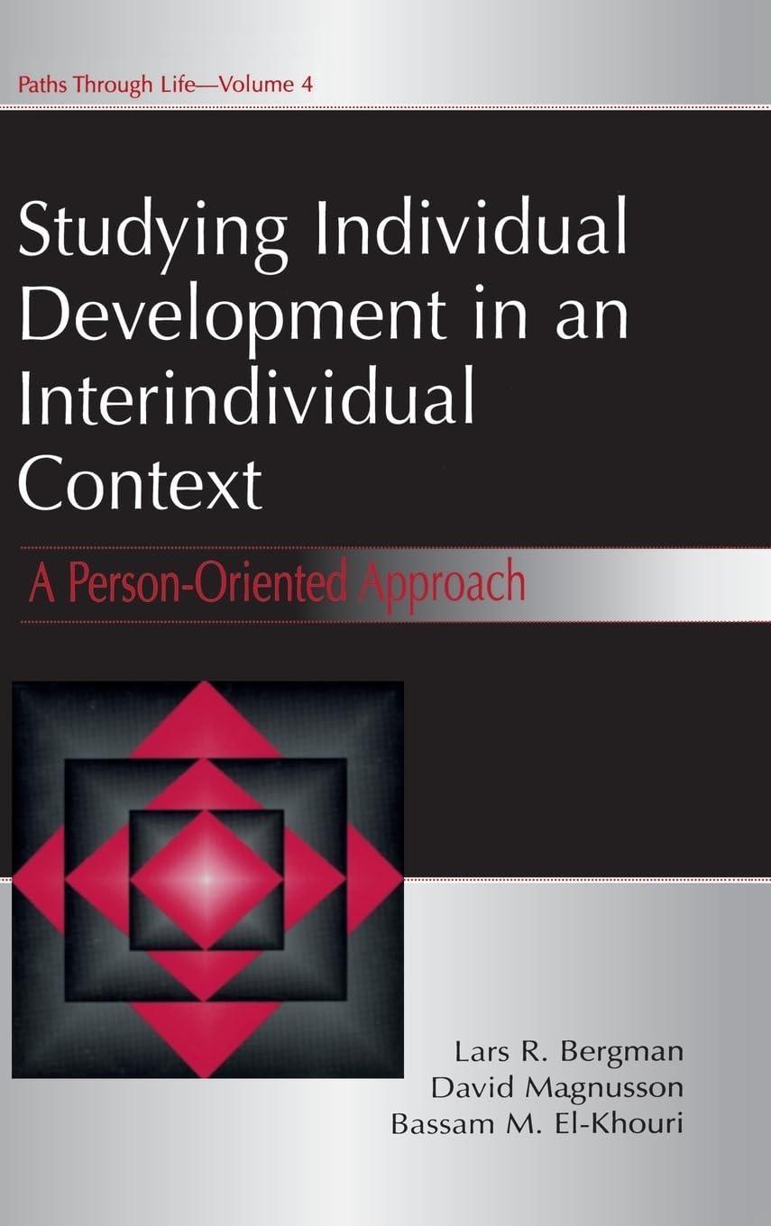 Studying individual Development in An interindividual Context: A Person-oriented Approach, 1st Edition - FULL INSTANT DOWNLOAD | PDF DOCX EPUB